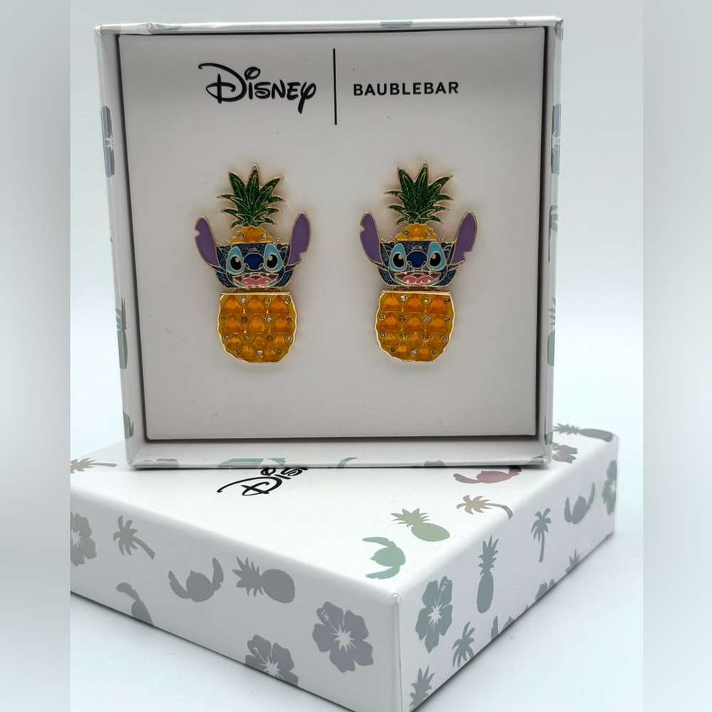 BaubleBar x Disney Stitch Pineapple Stud Earrings - Yellow, Green, Purple